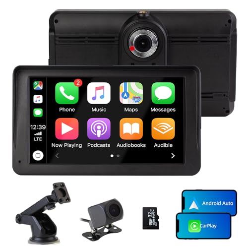 7 Zoll Kabellose Autoradio, Tragbares Einbaufreies Autoradio mit Wireless Apple CarPlay & Android Auto, Autokamera, Bluetooth, Mirror Link, FM, AUX, TF Karte von CUQI
