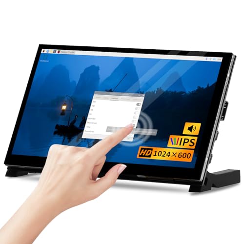 CUQI 7 Zoll IPS LCD Touchscreen HD 1024x600 Mini Monitor mit Lautsprecher für Raspberry Pi 4B/5, PC, Windows, Xbox, Kamera von CUQI