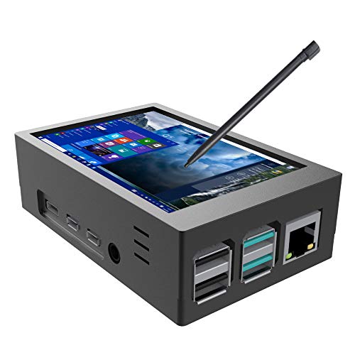 für Raspberry Pi 4 Touchscreen mit Gehäuse 3,5 Zoll 60 FPS Monitor mit 480 x 320 Auflösung und Mini Lüfter,Kühlkörper,Gehäuse ist für Raspberry Pi 4 ausgelegt von CUQI