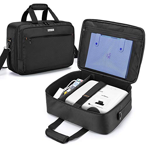 CURMIO Beamertasche für Beamer, Projektor Reisetasche mit Separatem Fach für Laptop, Beamer Tasche für die Meisten Projektoren und Zubehör, 40 x 30 x 13 cm, Schwarz von CURMIO
