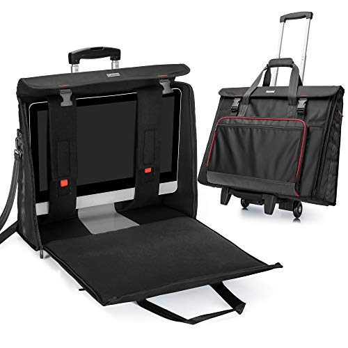 CURMIO Tragetasche kompatibel mit Apple iMac 27" mit Abnehmbarem Trolley, 27 Zoll Desktop Computer Reisetasche, iMac Trolley Tasche mit Rädern für Transport und Aufbewahrung.(Leere Tasche), Schwarz von CURMIO