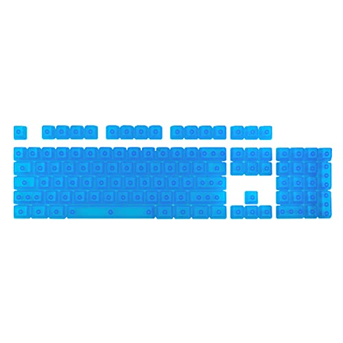 CUSROS 104 Stück/Set Tastenkappen, verschleißfest, transparentes Design, PBT nicht-beschriftet, mechanische Tastatur, Computer-Hintergrundbeleuchtung, blau von CUSROS