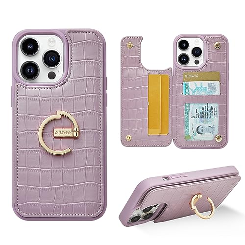 CUSTYPE Hülle für iPhone 14 Pro, iPhone 14 Pro Hülle mit Kartenfach und Ständer, iPhone 14 Pro Handyhülle aus Mikrofaser-Leder Hülle für Apple iPhone 14 Pro Lila 6,1” von CUSTYPE