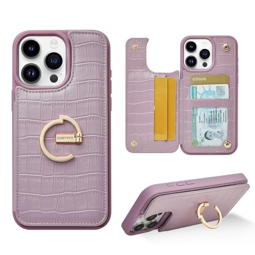 CUSTYPE Hülle für iPhone 15 Pro, iPhone 15 Pro Hülle mit Kartenfach und Ständer, iPhone 15 Pro Handyhülle aus Mikrofaser-Leder Hülle für Apple iPhone 15 Pro Lila 6,1” von CUSTYPE