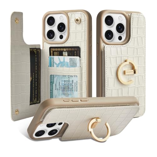 CUSTYPE Schutzhülle für iPhone 16 Pro Max mit Kartenhalter, 180°-Ring-Halterung, Ständer, Kartenfächer, PU-Leder, Schutzhülle für iPhone 16 Pro Max 17,5 cm, Beige CUSTYPE Schutzhülle für iPhone 16 Pro Max mit Kartenhalter, 180°-Ring-Halterung, Ständer, Kartenfächer, PU-Leder, Schutzhülle für iPhone 16 Pro Max 17,5 cm, Beige von CUSTYPE