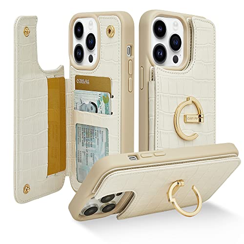 CUSTYPE Schutzhülle für iPhone 13 Pro, Brieftaschenformat, mit Kartenhalter, Ringhalter, Ständer, Kartenfächern, Schutzhülle für Damen und Herren, entworfen für iPhone 13Pro, 15,5 cm, Beige CUSTYPE Schutzhülle für iPhone 13 Pro, Brieftaschenformat, mit Kartenhalter, Ringhalter, Ständer, Kartenfächern, Schutzhülle für Damen und Herren, entworfen für iPhone 13Pro, 15,5 cm, Beige von CUSTYPE