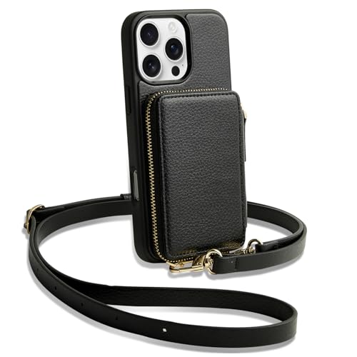 CUSTYPE für iPhone 16 Pro Max Hülle, Handyhülle für iPhone 16 Pro Max Hülle mit Band Hülle aus Mikrofaserleder mit Geldbörse und Kartenfach, Handykette Hülle für iPhone 16 Pro Max Schwarz 6,9” CUSTYPE für iPhone 16 Pro Max Hülle, Handyhülle für iPhone 16 Pro Max Hülle mit Band Hülle aus Mikrofaserleder mit Geldbörse und Kartenfach, Handykette Hülle für iPhone 16 Pro Max Schwarz 6,9” von CUSTYPE