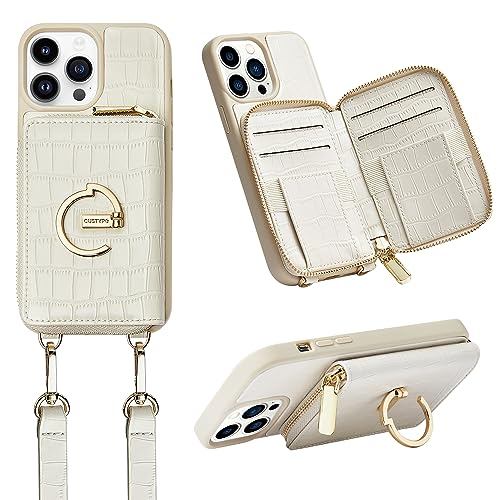 CUSTYPE Für iPhone 14 Pro Max Hülle, Handyhülle für iPhone 14 Pro Max Hülle mit Band Hülle aus Mikrofaserleder mit Geldbörse und Ständer, Handykette Hülle Für Apple iPhone 14 Pro Max Beige 6,7” CUSTYPE Für iPhone 14 Pro Max Hülle, Handyhülle für iPhone 14 Pro Max Hülle mit Band Hülle aus Mikrofaserleder mit Geldbörse und Ständer, Handykette Hülle Für Apple iPhone 14 Pro Max Beige 6,7” von CUSTYPE