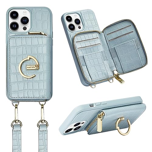CUSTYPE für iPhone 14 Pro Max Hülle, Handyhülle für iPhone 14 Pro Max Hülle mit Band Hülle aus Mikrofaserleder mit Geldbörse und Ständer, Handykette Hülle Für Apple iPhone 14 Pro Max Blau 6,7” CUSTYPE für iPhone 14 Pro Max Hülle, Handyhülle für iPhone 14 Pro Max Hülle mit Band Hülle aus Mikrofaserleder mit Geldbörse und Ständer, Handykette Hülle Für Apple iPhone 14 Pro Max Blau 6,7” von CUSTYPE