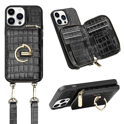 CUSTYPE Für iPhone 14 Pro Max Hülle Mit Band Aus Mikrofaserleder - Geldbörse, Ständer Und Handykette - Schwarz 6,7" CUSTYPE Für iPhone 14 Pro Max Hülle Mit Band Aus Mikrofaserleder - Geldbörse, Ständer Und Handykette - Schwarz 6,7" von CUSTYPE