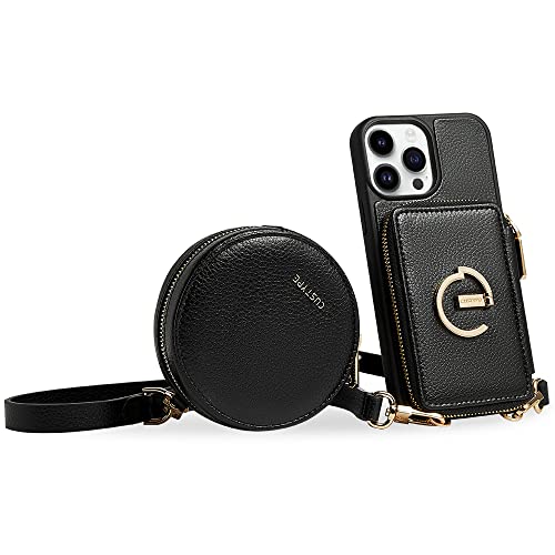 CUSTYPE für iPhone 14 Pro Max Hülle, Handyhülle für iPhone 14 Pro Max mit Damen Kleine Runde Münzbörse/Ständer, mit Schulterriemen/Trageschlaufee, Mikrofaserleder für iPhone 14 Pro Max Schwarz 6.7" CUSTYPE für iPhone 14 Pro Max Hülle, Handyhülle für iPhone 14 Pro Max mit Damen Kleine Runde Münzbörse/Ständer, mit Schulterriemen/Trageschlaufee, Mikrofaserleder für iPhone 14 Pro Max Schwarz 6.7" von CUSTYPE