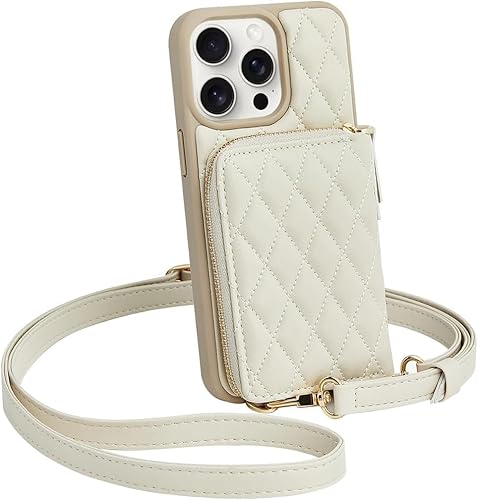 CUSTYPE iPhone 14 Pro Max Hülle Mit Geldbörse Aus Mikrofaserleder - Handykette Mit Band Und Kartenfach Für Apple 6,7" Beige CUSTYPE iPhone 14 Pro Max Hülle Mit Geldbörse Aus Mikrofaserleder - Handykette Mit Band Und Kartenfach Für Apple 6,7" Beige von CUSTYPE