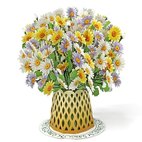 CUTPOPUP Abnehmbares Gänseblümchen– Geburtstagskarte Frau, Muttertagskarte Pop-Up, Blumen 3D geburtstagskarten für Ehefrau, Tochter, ihr Mädchen, Schwester, Mutter (Detachable Daisy) US8-FL166DE von CUT POPUP.COM