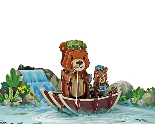 CUTPOPUP Bärenfischen - Karte Vatertag, Geburtstagskarten für Männer, Geburtstagskarte Mann, Geburtstags-Pop-Up-Karte, 3D-Grußkarte (Bear Fishing) US8-SD192DE von CUT POPUP.COM