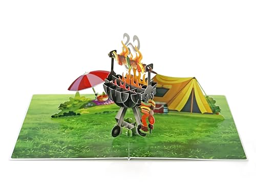 CUTPOPUP Barbecue-Grill - Geburtstagskarten für Männer, Geburtstagskarte Mann, Vatertag Karte, Geburtstags-Pop-Up-Karte, 3D-Grußkarte, Schönen Vatertag (BBQ Grill) US8-SD198DE von CUT POPUP.COM