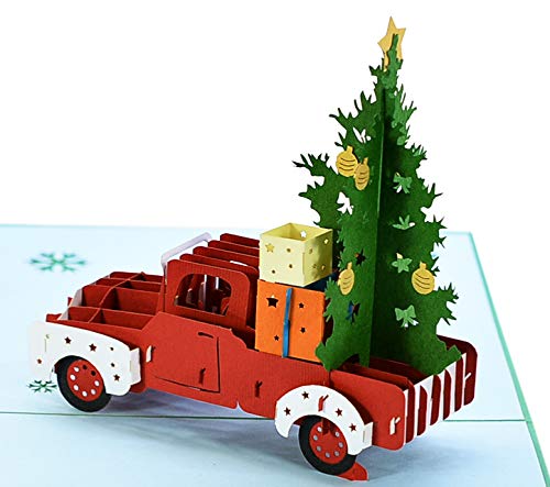 CUTPOPUP Baumauto Weihnachten– Weihnachtskarten, Pop Up Karte Weihnachten, Weihnachtskarte für Ehefrau, Ehemann,Tochter, ihr Mädchen, Schwester, Ihn (Tree Car Xmas) US8-CN154DE von CUT POPUP.COM