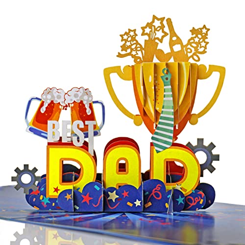 CUTPOPUP Bester Papa-Pokal - Vatertag karte, Geburtstagskarte mann, Geburtstagskarte, 3D Pop Up (Best Dad Cup) US8-21DE von CUT POPUP.COM