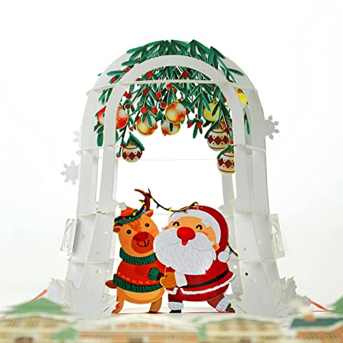 CUTPOPUP - Biglietto di Natale con Babbo Natale, 3D felice, 3D biglietto di Natale, felice anno nuovo, biglietto di auguri per le vacanze, regalo popup, biglietto di auguri di buon Natale IT von CUT POPUP.COM