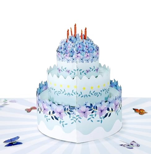 CUTPOPUP Blumenkuchen - Geburtstagskarten für Frauen, Muttertagskarte, Pop-Up-Geburtstagskarte, Geburtstagskarte Frau, 3D-Gruß an Ihre Mutter (Floral Cake) US8-BD147DE von CUT POPUP.COM