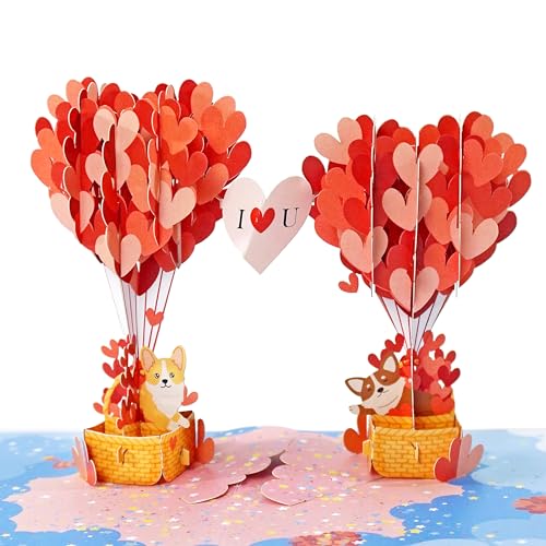 CUTPOPUP Corgi Paar 3D Karte – Valentinskarte, Hochzeitskarte, Geburtstagskarte Frau 3D-Gruß, Romantische Liebeskarte für Ihn, Ihre Frau, Ehemann, Paar, Eltern (Corgi Couple) US8-LO167DE von CUT POPUP.COM
