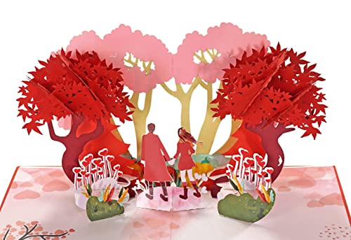 CUTPOPUP Couple in Forest, Valentine Cards Pop Up, Romantic Love Cards for Valentines Day, Wedding Anniversary Card, 3D Birthday Happy Valentines Greeting Cards, Birthday, Couple in Autumn Forest IT von CUT POPUP.COM