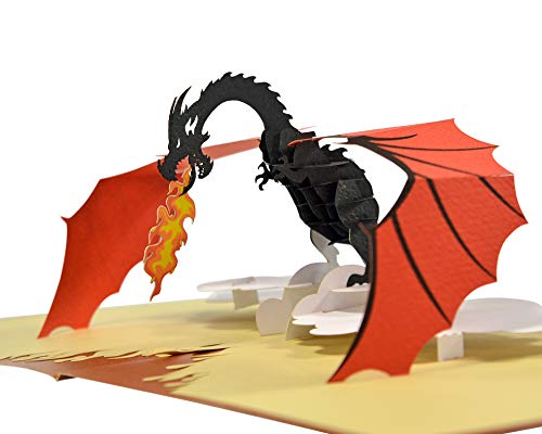 CUTPOPUP Drache – Geburtstagskarten für Männer, Vatertagskarten, Geburtstagskarte, 3D-Grußkarte, Sohn, Ihn, Ehemann, Bruder, (Drache) US8-AN119DE von CUT POPUP.COM