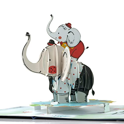 CUTPOPUP Elephant Mother and Child - Biglietto pop up con elefanti e papà, biglietto di auguri pop-up per papà, biglietti di auguri 3D, auguri di buon compleanno, biglietti pop-up per ragazze IT von CUT POPUP.COM