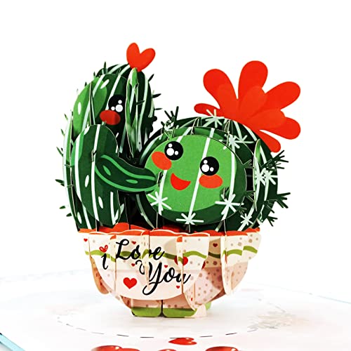 CUTPOPUP Hochzeitskarte, Jubiläumskarten, Pop-Up-Hochzeitstagskarte, 3D-Valentinstagskarten, Geburtstagskarte für Ehefrau (Love Cactus) von CUT POPUP.COM