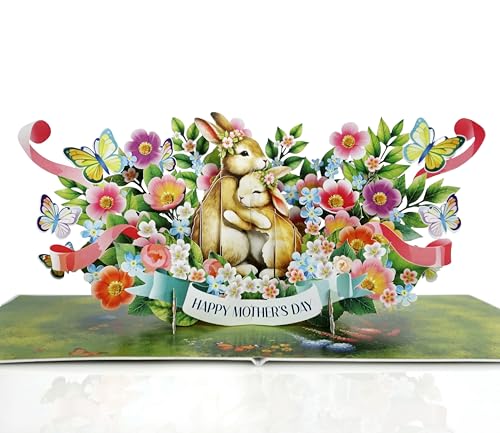 CUTPOPUP Kaninchen Mama - Karte Muttertag, Geburtstagskarte, Geburtstagskarte Frau, Muttertag Karte, Geburtstagskarten (Rabbit Mum) US8SD230DE von CUT POPUP.COM