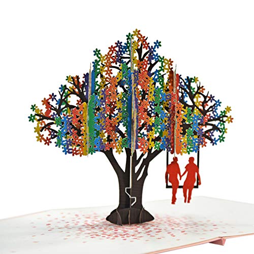 CUTPOPUP LGBT-Paarkarte, 3D-Jubiläumskarte Pop-Up (LGBT Gay Heart Tree) US8-LO105.G DE von CUT POPUP.COM