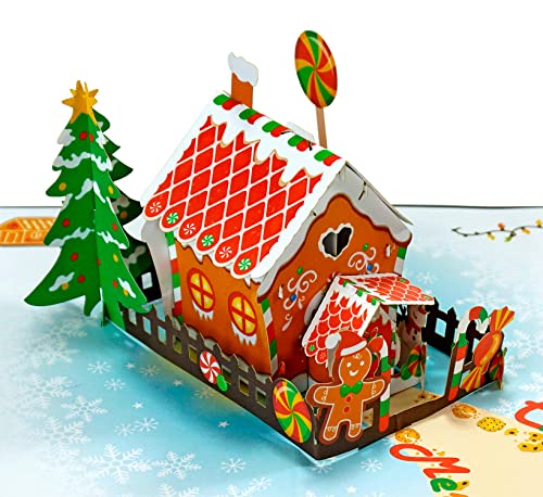 CUTPOPUP Lebkuchenhaus-Karte Pop-Up, 3D-Weihnachtsgrußkarte, Dankeschön-Grußkarten, Handarbeit, Freunde, Mutter, Papa von CUT POPUP.COM