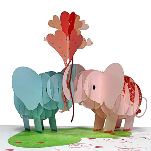 CUTPOPUP Love Elephant Couple, Valentine Cards Pop Up, Romantic Love Cards for Valentines Day, Wedding Anniversary Card, 3D Birthday Happy Valentines Greeting Cards, Birthday IT von CUT POPUP.COM