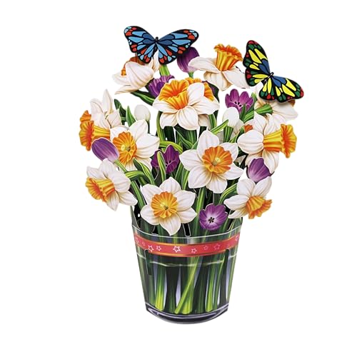 CUTPOPUP Narzissenstrauß – Geburtstagskarte Frau, Muttertagskarte Pop-Up, Blumen 3D geburtstagskarten für Ehefrau, Tochter, ihr Mädchen, Schwester, Mutter (Daffodils Bouquet) US8-69DE von CUT POPUP.COM