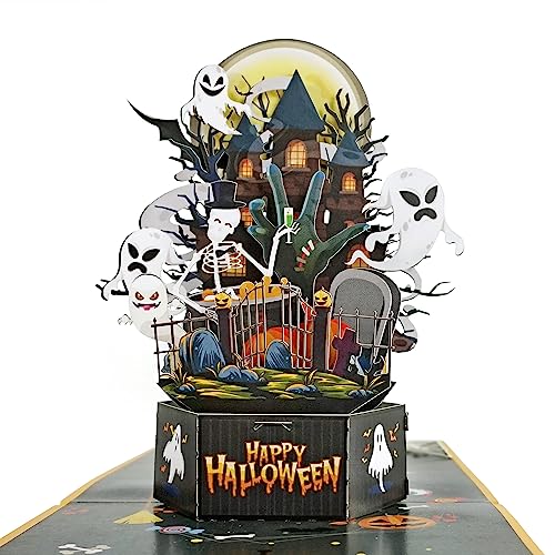 CUTPOPUP Night Castle – Halloween Karten Pop Up, Süßes oder Saures, 3D Geburtstagsgruß Halloween Karte (Night Castle Halloween) US8-60DE1520 von CUT POPUP.COM