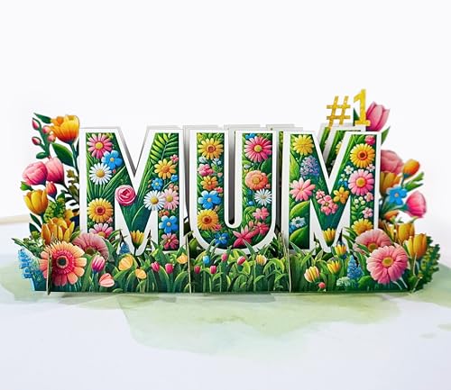 CUTPOPUP Nummer 1 MUM Karte Muttertag, Geburtstagskarte, Geburtstagskarte Frau, Muttertag Karte, Karte Hochzeitstag (#1 MUM) US8-SD235DE von CUT POPUP.COM