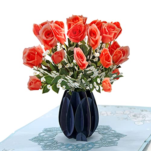 CUTPOPUP Rote Rosen – Geburtstagskarten für Frauen, Muttertagskarte, Pop-Up-Geburtstagskarte, Geburtstagskarte Frau, 3D-Gruß an Ihre Mutter (Mystery Red Roses) US8-38DE1515 von CUT POPUP.COM