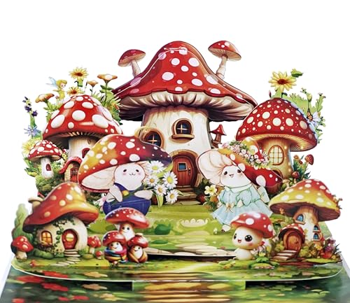 CUTPOPUP Süßer Pilz Valentinskarte Pop Up, Karte Vatertag, Geburtstagskarte, Karte Liebe, Hochzeitskarte, Geburtstagskarte Frau für Ehemann, Ehefrau, Sie, Ihn, Paar (Mushroom) US8LO187DE von CUT POPUP.COM