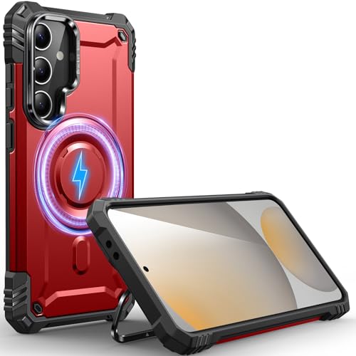 CUTELFON Hülle Kamera-Ständer für Galaxy S24 FE, [Kompatibel mit Mag-Safe] [Integrierter Kamera-Ständer],Militärqualität Fallschutz,Hülle für Samsung Galaxy S24 FE 6,7",Rot von CUTELFON