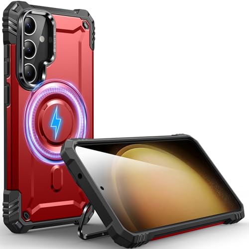 Hülle Kamera-Ständer für Galaxy S23 Plus, [Kompatibel mit Mag-Safe] [Integrierter Kamera-Ständer],Militärqualität Fallschutz,Hülle für Samsung Galaxy S23 Plus 6,6",Rot von CUTELFON