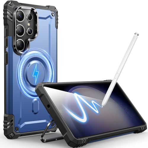 Hülle Kamera-Ständer für Galaxy S23 Ultra, [Kompatibel mit Mag-Safe] [Integrierter Kamera-Ständer],Militärqualität Fallschutz,Hülle für Samsung Galaxy S23 Ultra 6,8",Blau von CUTELFON