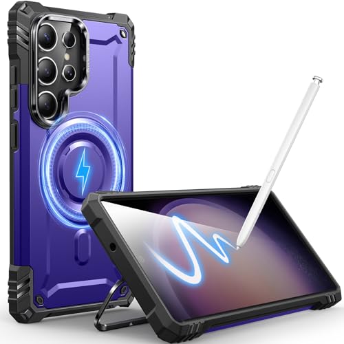 Hülle Kamera-Ständer für Galaxy S23 Ultra, [Kompatibel mit Mag-Safe] [Integrierter Kamera-Ständer],Militärqualität Fallschutz,Hülle für Samsung Galaxy S23 Ultra 6,8",Lila von CUTELFON