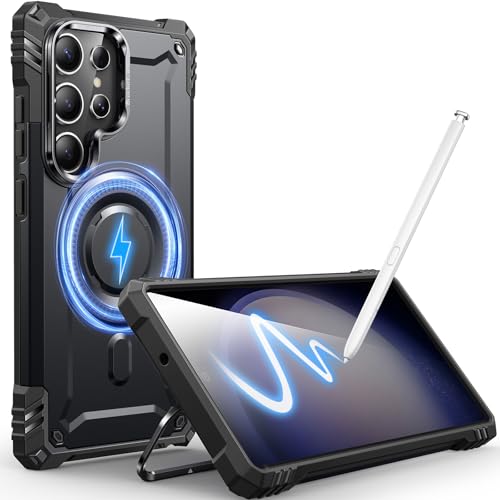 Hülle Kamera-Ständer für Galaxy S23 Ultra, [Kompatibel mit Mag-Safe] [Integrierter Kamera-Ständer],Militärqualität Fallschutz,Hülle für Samsung Galaxy S23 Ultra 6,8",Schwarz von CUTELFON