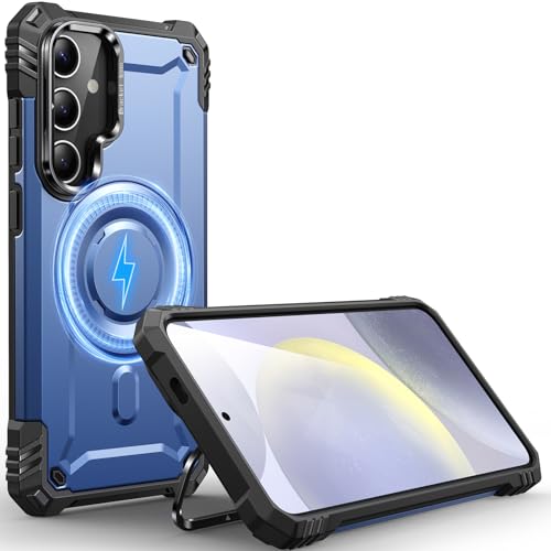 Hülle Kamera-Ständer für Galaxy S24/S25, [Kompatibel mit Mag-Safe] [Integrierter Kamera-Ständer],Militärqualität Fallschutz,Hülle für Samsung Galaxy S24/S25 6,2",Blau von CUTELFON