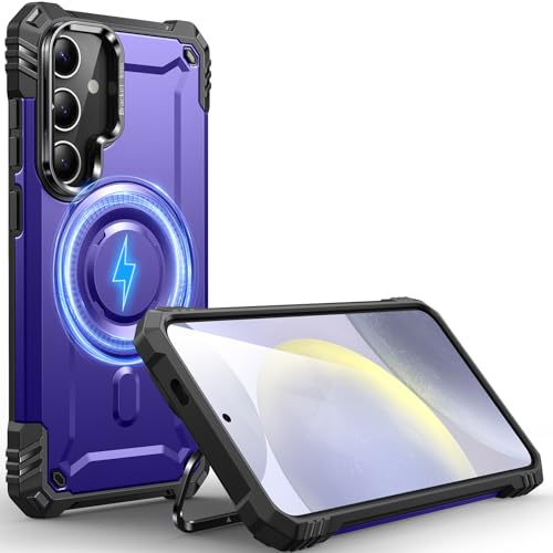 Hülle Kamera-Ständer für Galaxy S24/S25, [Kompatibel mit Mag-Safe] [Integrierter Kamera-Ständer],Militärqualität Fallschutz,Hülle für Samsung Galaxy S24/S25 6,2",Lila von CUTELFON
