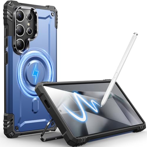 Hülle Kamera-Ständer für Galaxy S24 Ultra, [Kompatibel mit Mag-Safe] [Integrierter Kamera-Ständer],Militärqualität Fallschutz,Hülle für Samsung Galaxy S24 Ultra 6,8",Blau von CUTELFON