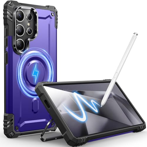 Hülle Kamera-Ständer für Galaxy S24 Ultra, [Kompatibel mit Mag-Safe] [Integrierter Kamera-Ständer],Militärqualität Fallschutz,Hülle für Samsung Galaxy S24 Ultra 6,8",Lila von CUTELFON