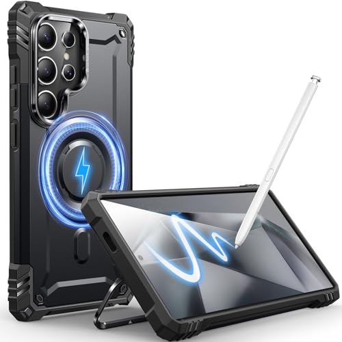 Hülle Kamera-Ständer für Galaxy S24 Ultra, [Kompatibel mit Mag-Safe] [Integrierter Kamera-Ständer],Militärqualität Fallschutz,Hülle für Samsung Galaxy S24 Ultra 6,8",Schwarz von CUTELFON