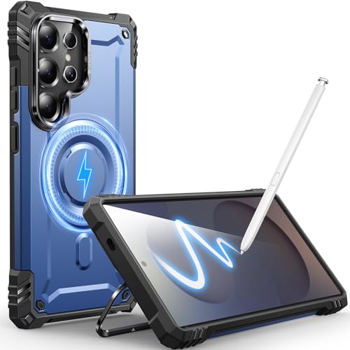 Hülle Kamera-Ständer für Galaxy S25 Ultra, [Kompatibel mit Mag-Safe] [Integrierter Kamera-Ständer],Militärqualität Fallschutz,Hülle für Samsung Galaxy S25 Ultra 6,8",Blau von CUTELFON