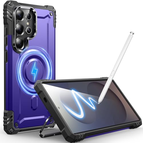 Hülle Kamera-Ständer für Galaxy S25 Ultra, [Kompatibel mit Mag-Safe] [Integrierter Kamera-Ständer],Militärqualität Fallschutz,Hülle für Samsung Galaxy S25 Ultra 6,8",Lila von CUTELFON
