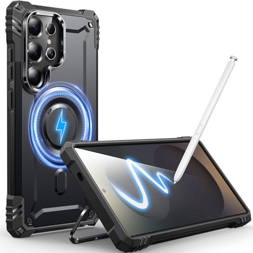 Hülle Kamera-Ständer für Galaxy S25 Ultra, [Kompatibel mit Mag-Safe] [Integrierter Kamera-Ständer],Militärqualität Fallschutz,Hülle für Samsung Galaxy S25 Ultra 6,8",Schwarz von CUTELFON